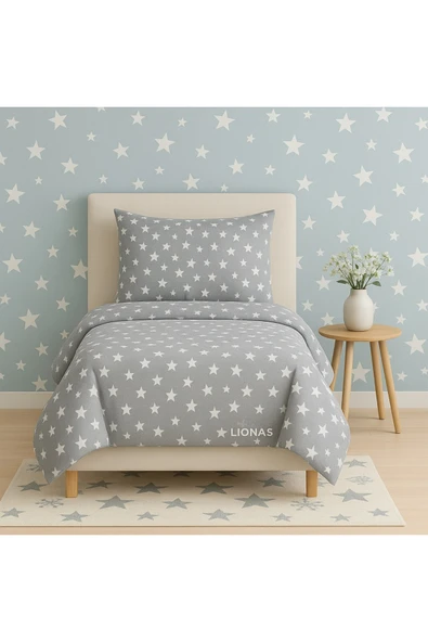 StellaFlavo Tek Kişilik Desenli Nevresim + 1 Adet Kapaklı Yastık Kılıfı ürün görseli