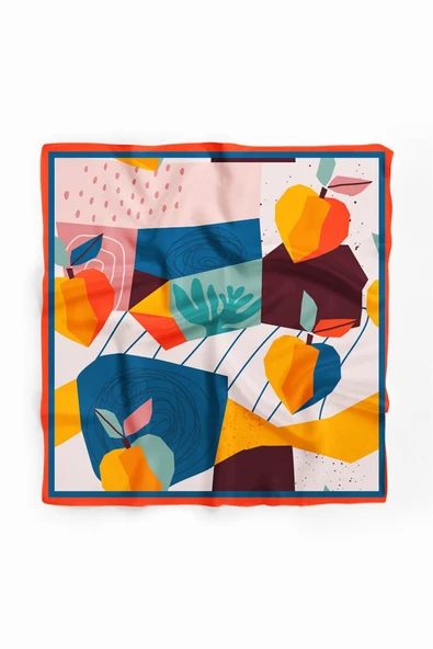 Vissona Geometrik Desenli %100 İpek Bandana 55x55 - Resim 2