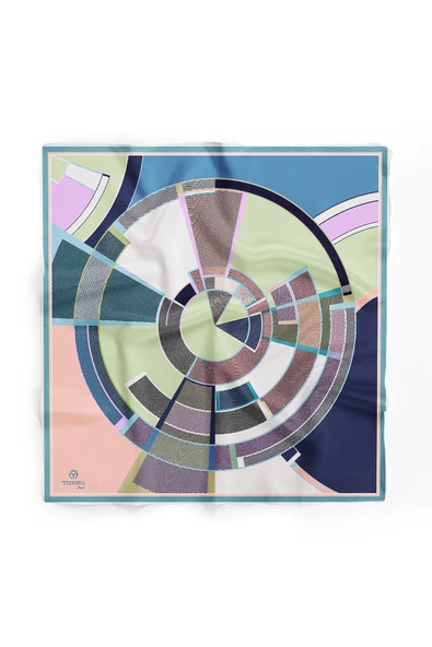%100 İpek Kadın Desenli Bandana 80x80 - Resim 2