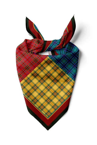 G8 Kadın sarı kırmızı dörtlü ekose Desenli 50x50 Bandana DG01621-22 ürün görseli
