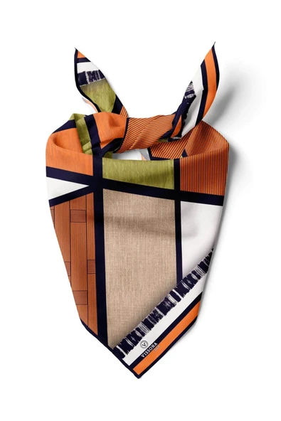 %100 İpek Kadın Desenli Bandana 80x80 ürün görseli