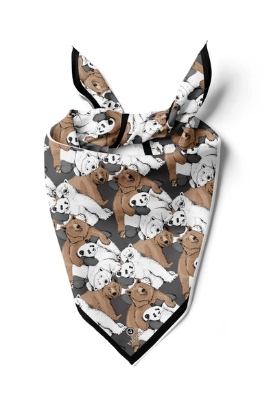 %100 İPEK AYI DESENLİ KADIN BANDANA 50X50 ürün görseli