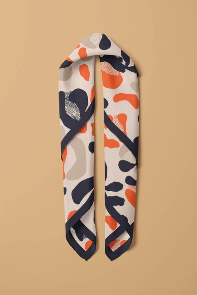 Saten İpek Leopar Desenli Kadın Bandana - Resim 3