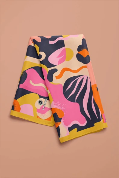 Saten İpek Geometrik Desenli Kadın Bandana - Resim 4