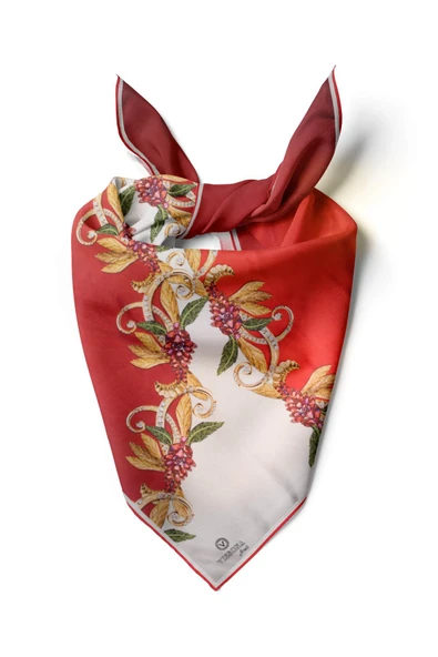 %100 İpek Kadın Desenli Bandana 80x80 ürün görseli 1