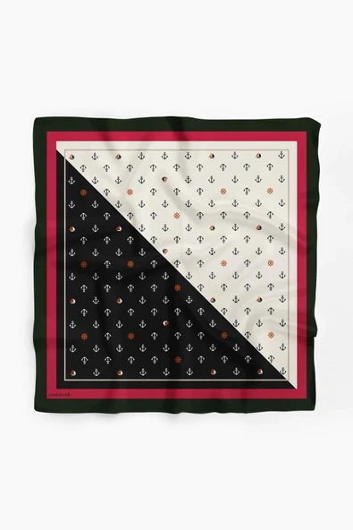 B55 Kadın Marinover Desenli 50x50 Bandana DG01488-22 ürün görseli