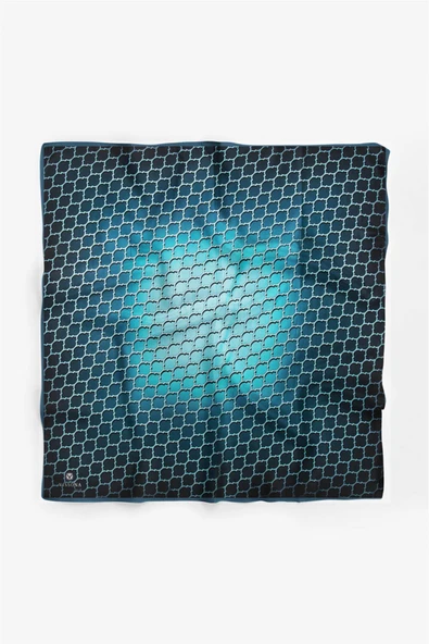 %100 İpek Kadın Desenli Bandana 80x80 - Resim 2