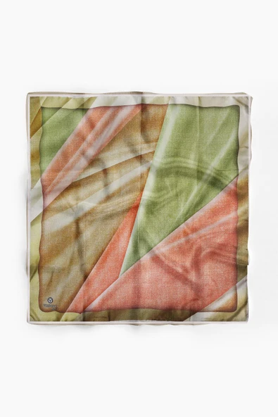 %100 İpek Kadın Desenli Bandana 80x80 - Resim 2