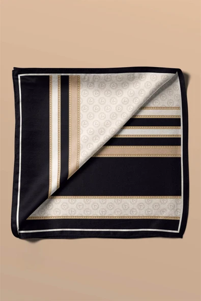 100% Silk Headscarf for Women - 22"x 22" inch Hair Scarf Monogram pattern Silk Headscarf Bandanas Square Silk - Resim 5