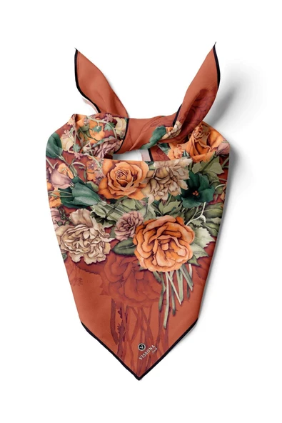 %100 İpek Kadın Desenli Bandana 80x80 ürün görseli