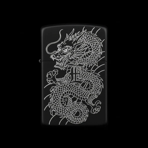 Zippo Ejderha Figürlü E Harfli Tasarım - V58 ürün görseli