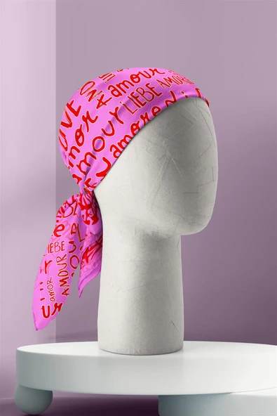 Vissona Amour Desenli İpek Bandana - Resim 3