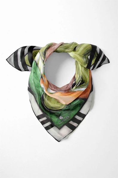 %100 İpek Kadın Desenli Bandana 80x80 ürün görseli