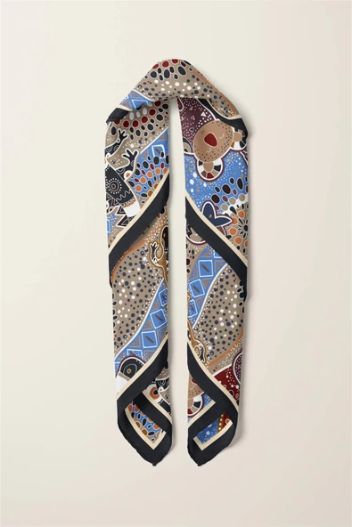 Vissona Etnik Desenli İpek Bandana - Resim 5