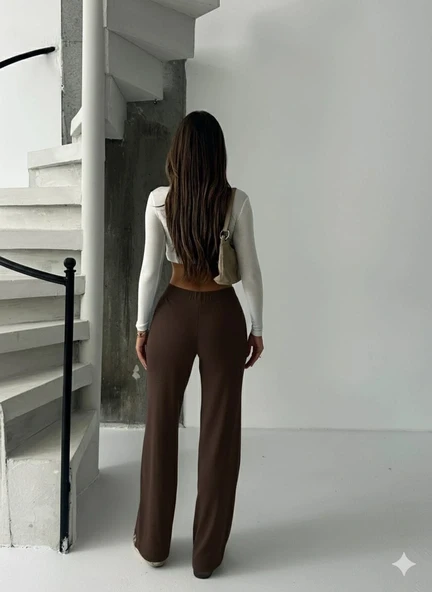 Fit comfort bej salaş pantolon kahve A6011 ürün görseli 1