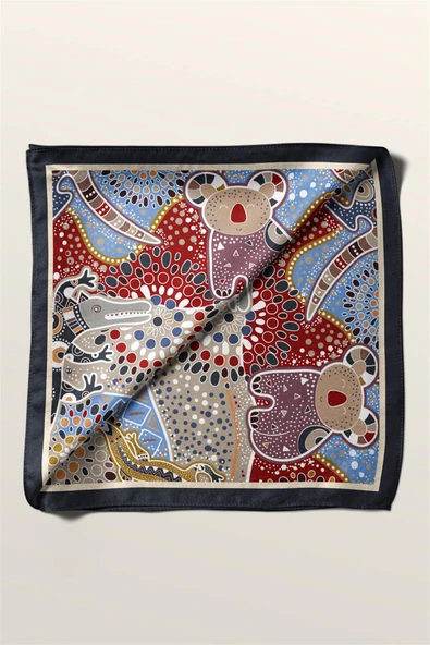 Vissona Etnik Desenli İpek Bandana - Resim 3