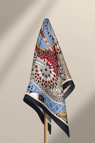 Vissona Etnik Desenli İpek Bandana - Resim 6
