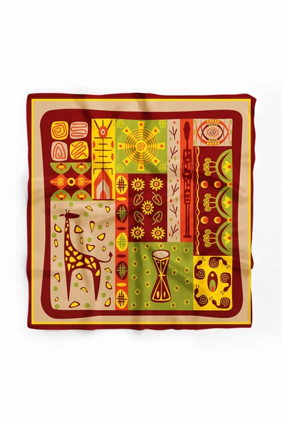 Vissona Geometrik Desenli İpek Bandana - Resim 2