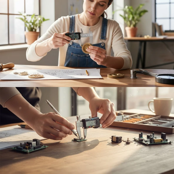 Dijital Kumpas Lcd Ekranlı (0.01-12 mikron Hassasiyet) 0.0005 İnç Metal 200 mm Derinlik Ölçüm Aleti - Resim 5