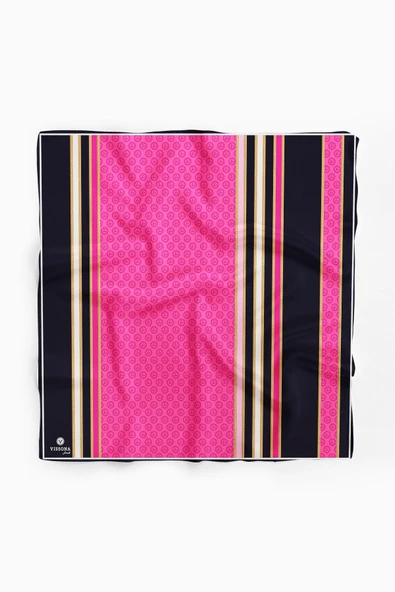 %100 İpek Kadın Desenli Bandana 80x80 - Resim 2