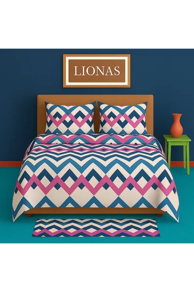 StellaFlavo Çift Kişilik Desenli Nevresim + 2 Adet Kapaklı Yastık Kılıfı ürün görseli 1