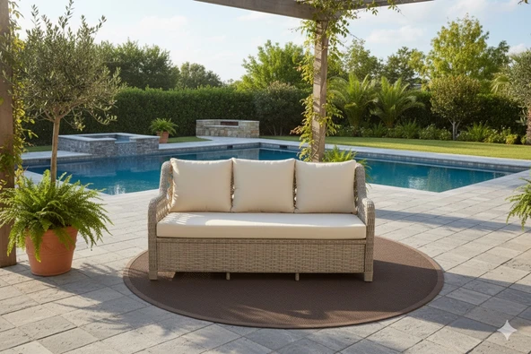 LİV Concept Lüks Rattan Oturma Ve Yemek Seti 7 Kişilik - Bahçe/balkon - Resim 3