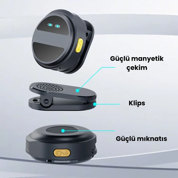 2.4G Kablosuz Mikrofon Seti  Tek Alıcı Çift Verici  Aktif Gürültü Engelleme, 20 Saat Kullanım, Manyetik Klipsli Yaka Mikrofonu - Resim 8