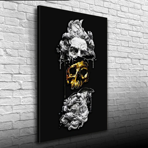 Soyut Siyah Gri Tonlarda Heykel Figürü Kanvas Tablo 50 x 70 ürün görseli 1