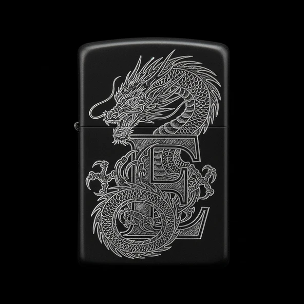 Zippo Ejderha Figürlü E Harfli Tasarım - V91 ürün görseli