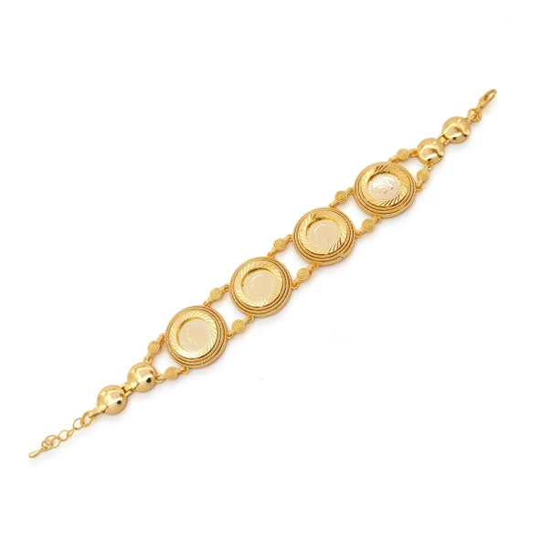 Altın Kaplama İmitasyon Dört Çeyrek Altınlı Desenli Bileklik BLK-1207 ürün görseli