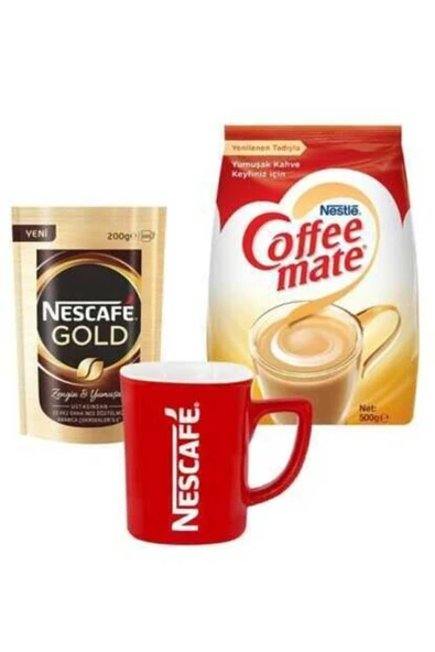 Nescafe Gold Eko Paket 200 gr & Nestle Coffee Mate 500 gr & Kupa ürün görseli 1