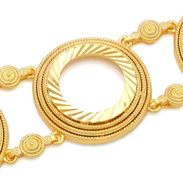 Altın Kaplama İmitasyon Desenli Dört Çeyrek Çerçeveli Bileklik BLK-1206 - Resim 2