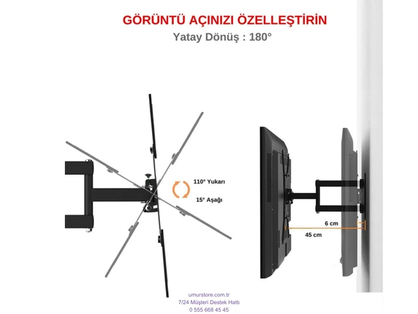 Philips 32PHS6808 32" 81 Ekran Lcd Led Televizyon Hareketli Askı Aparatı - Resim 3