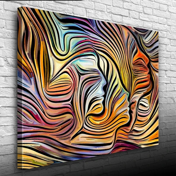 Soyut , Turuncu ve Mavi Tonlar Face Kanvas Tablo 50 x 70 ürün görseli 1