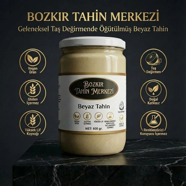 Bozkır Tahin Merkezi Taş Değirmeni Beyaz Tahini 600 gr (doğal & Vegan) - Resim 3