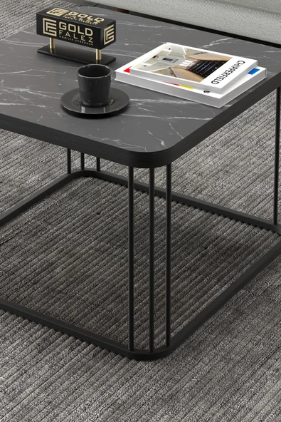 Orta Sehpa Ve Zigon Sehpa Oval Lüx 5'Li Set Atlantik Çam - Resim 2