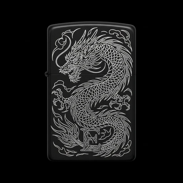Zippo Ejderha Figürlü E Harfli Tasarım - V89 ürün görseli