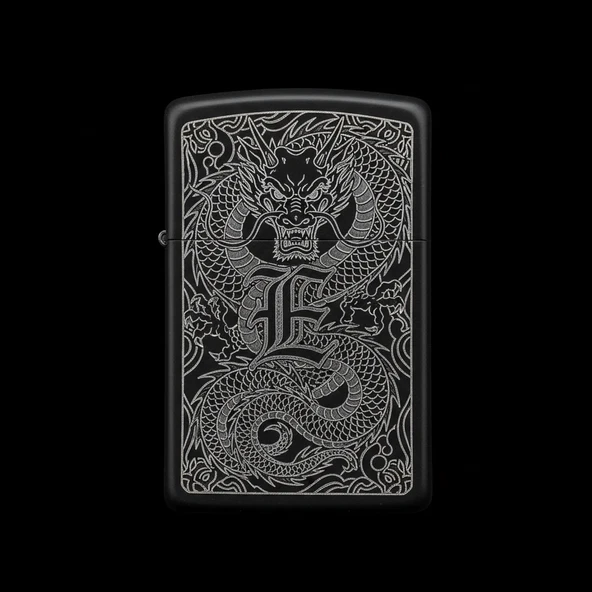Zippo Ejderha Figürlü E Harfli Tasarım - V83 ürün görseli