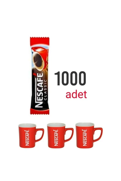 Nescafe CLASSİC 2 GR 1000 ADET( 1 KOLİ) KAHVE YANINDA( 3 ADET NESCAFE KUPA) ürün görseli 1