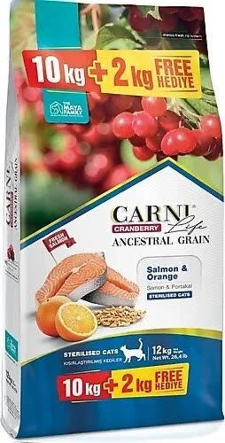 Carni Life Cranberry Somonlu ve Portakallı 12 kg Kısırlaştırılmış Yetişkin Kedi Maması ürün görseli