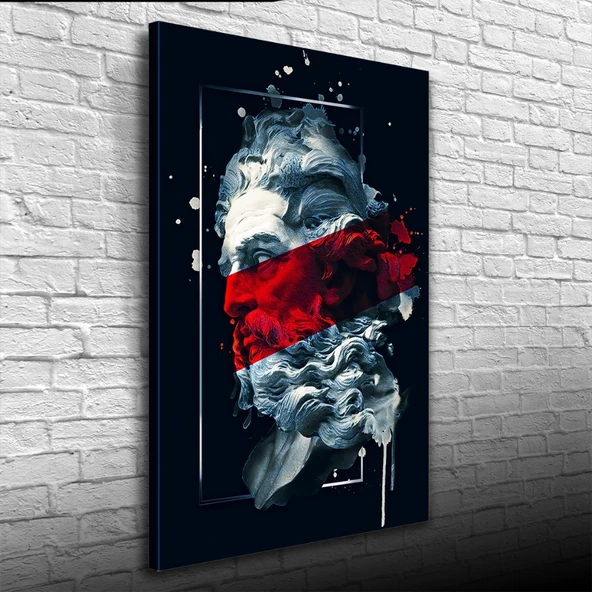 Soyut Siyah, Kırmızı ve Gri Tonlarda Heykel Figürü Kanvas Tablo 50 x 70 ürün görseli 1