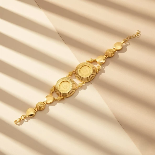 Altın Kaplama İmitasyon Desenli İki Çeyrek Altınlı Bileklik BLK-1209 - Resim 4