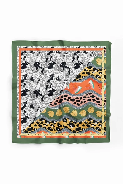 D1 Beyaz Siyah Köpek Bandanası Figür Desenli Premium Özel Üretim 45x45 DG2069 - Resim 2