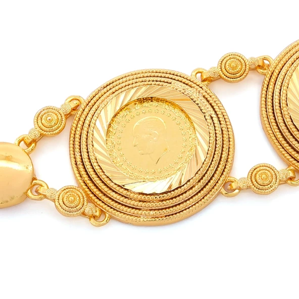 Altın Kaplama İmitasyon Desenli İki Çeyrek Altınlı Bileklik BLK-1209 - Resim 2