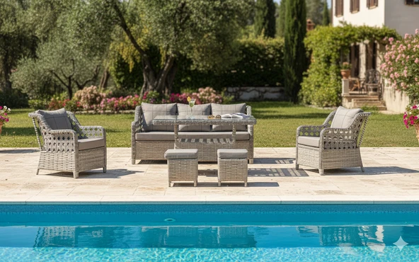 LİV Concept Lüks Rattan Oturma Ve Yemek Seti 7 Kişilik - Bahçe/balkon - Resim 2