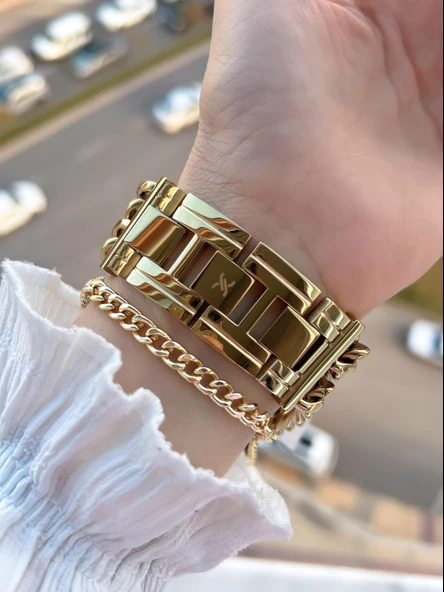 Daniel Klein Çelik Zincir Tasarım Kordonlu 30 Mt Suya Dayanıklı Kadın Kol Saati+Bileklik B.10036.S9 - Resim 4