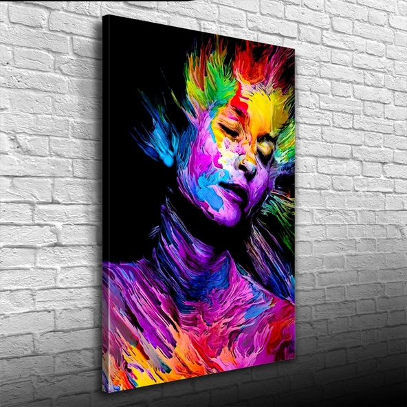 Dekoratif Canlı Renklerden Oluşan Kadın Figürü Kanvas Tablo 50 x 70 ürün görseli 1