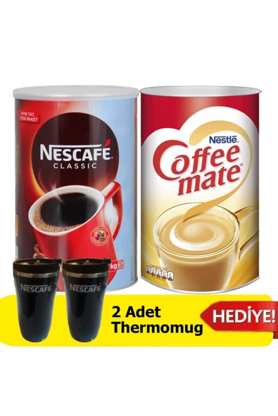 Nestle Nescafe Classic 1 Kg + Coffee Mate Kahve Kreması 2 Kg + 2 Adet Thermomug Hediye ürün görseli 1