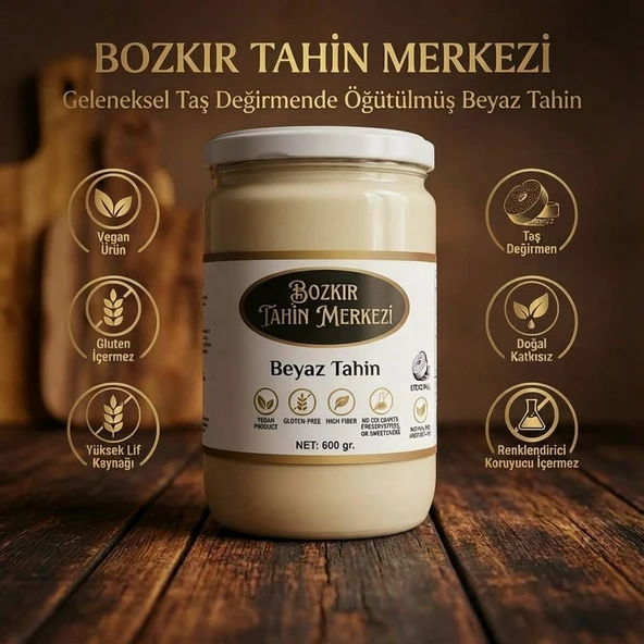Bozkır Tahin Merkezi Taş Değirmeni Beyaz Tahini 600 gr (doğal & Vegan) - Resim 2