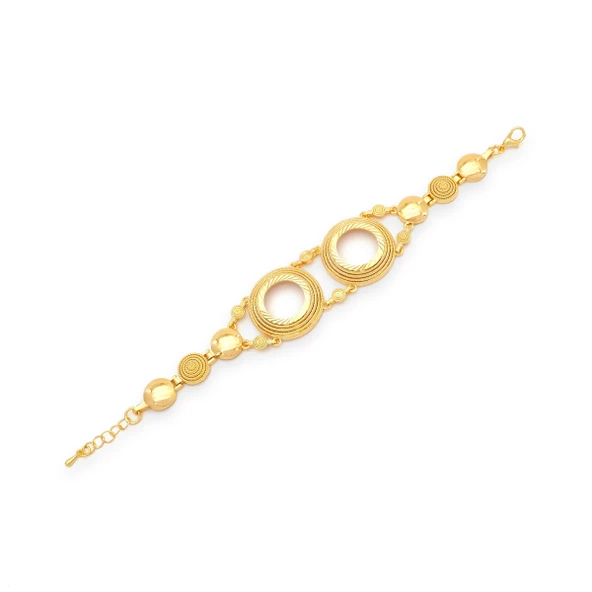 Altın Kaplama İmitasyon Desenli İki Çeyrek Çerçeveli  Bileklik BLK-1208 ürün görseli 1